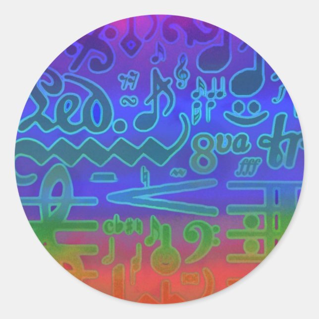 Adesivo Símbolos Musicais Coloridos Sticker (Frente)