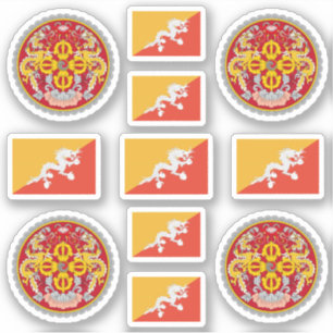 Adesivo Símbolos nacionais butaneses/casaco de armas e ban