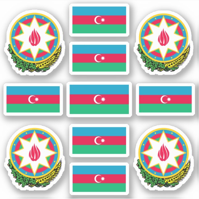 Adesivo Símbolos nacionais do Azerbaijão/Casaco de armas e (Frente)