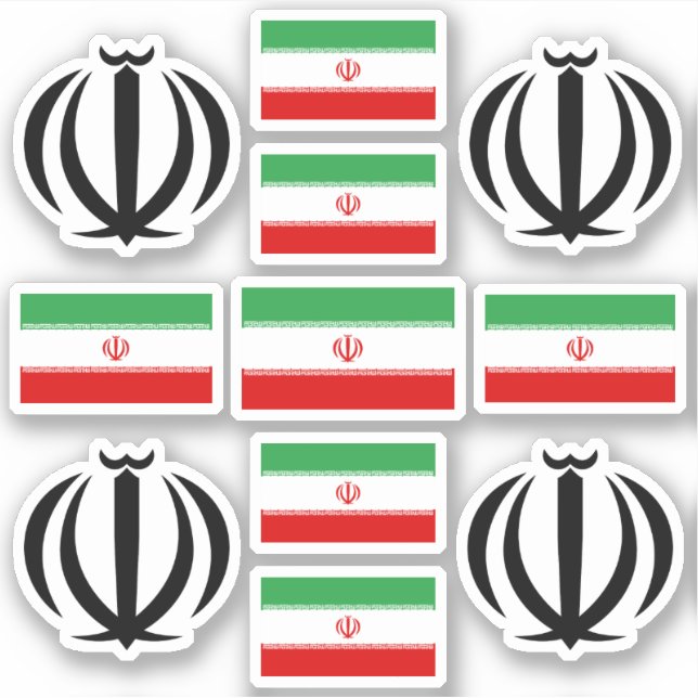 Adesivo Símbolos nacionais iranianos/emblem e bandeira (Frente)