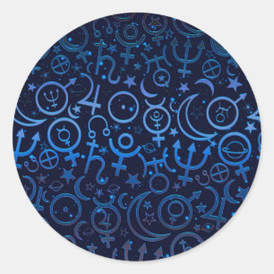 Adesivo Símbolos Planetários Azuis Universo Místico Planet