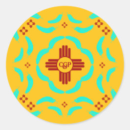 Adesivo Símbolos Red Zia Penas Turquesas do Novo México