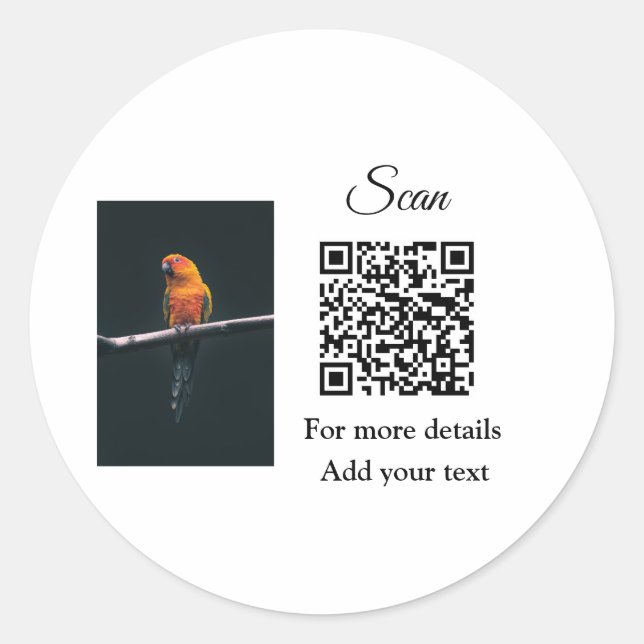 Adesivo Simple animal name details QR code add text photo  (Frente)