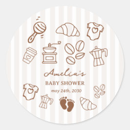 Adesivo Simple Baby Is Brewing Doodle Coffee Baby Shower