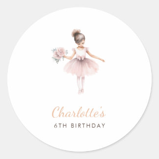 Adesivo Simple Ballerina Elegante Watercolor Favor de Aniv