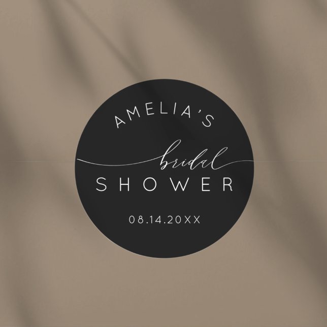 Adesivo Simple Black & White Bridal Shower (Criador carregado)