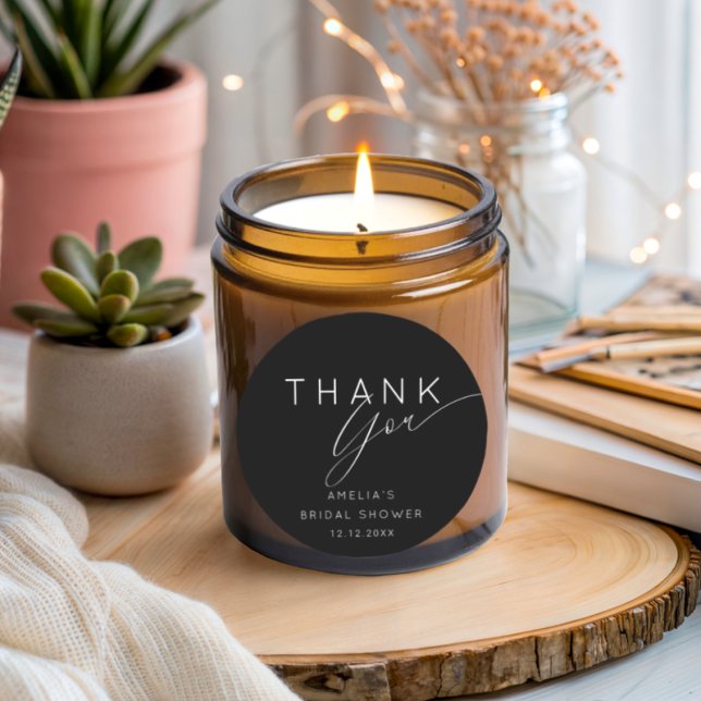 Adesivo Simple Black & White Thank You Bridal Shower  (Criador carregado)