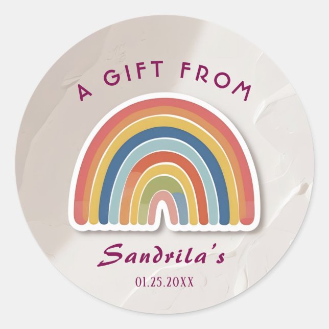 Adesivo Simple Cute Retro Rainbow Personalized Gift From  (Frente)
