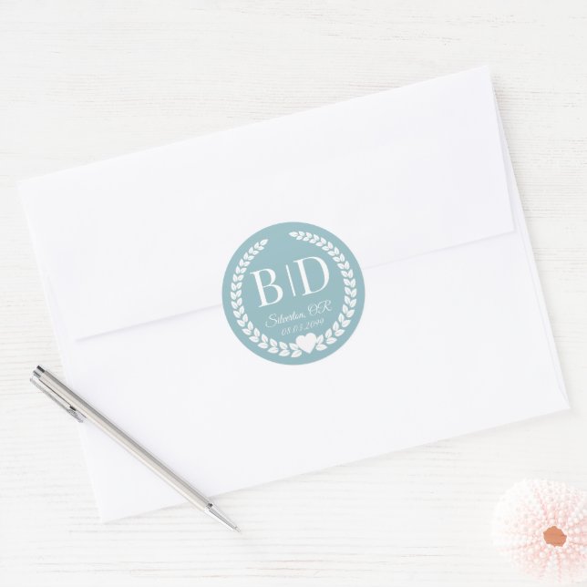 Adesivo Simple Elegant Bride and Groom Monogram (Envelope)