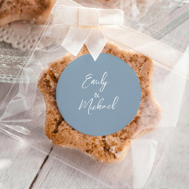 Adesivo Simple Elegant Dusty Blue Script Minimal Wedding