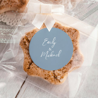 Adesivo Simple Elegant Dusty Blue Script Minimal Wedding