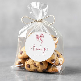 Adesivo Simple Elegant Pink Girl Bow Baby Shower