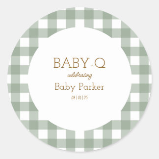 Adesivo Simple Green Gingham Baby Shower Sticker