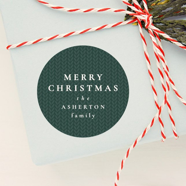 Adesivo Simple green Merry Christmas gift knit pattern (Criador carregado)