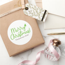Adesivo Simple Green Script Feliz Natal em Branco