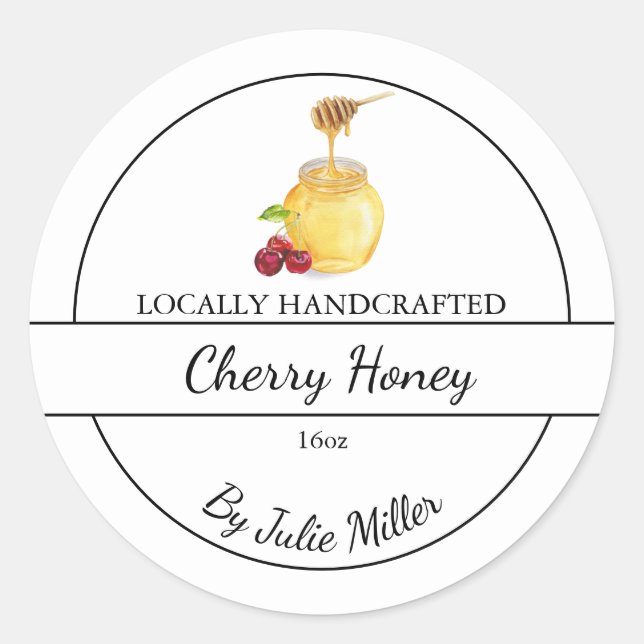 Adesivo Simple Homemade Cherry infused Honey Label (Frente)
