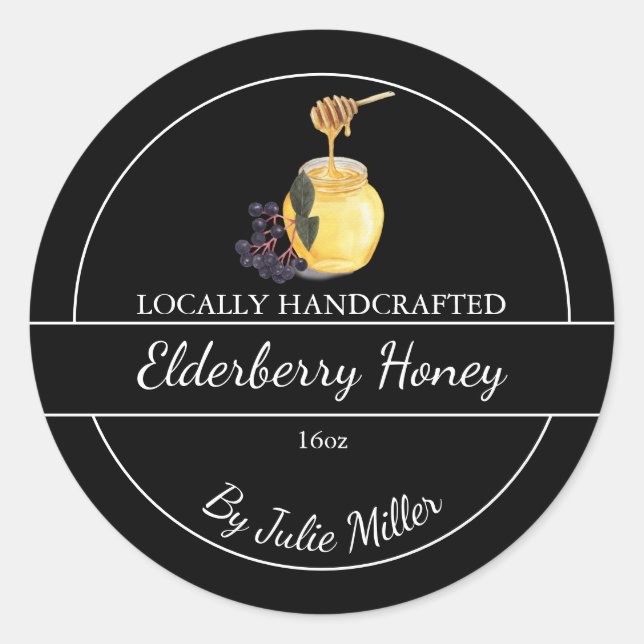 Adesivo Simple Homemade Elderberry infused Honey Label (Frente)