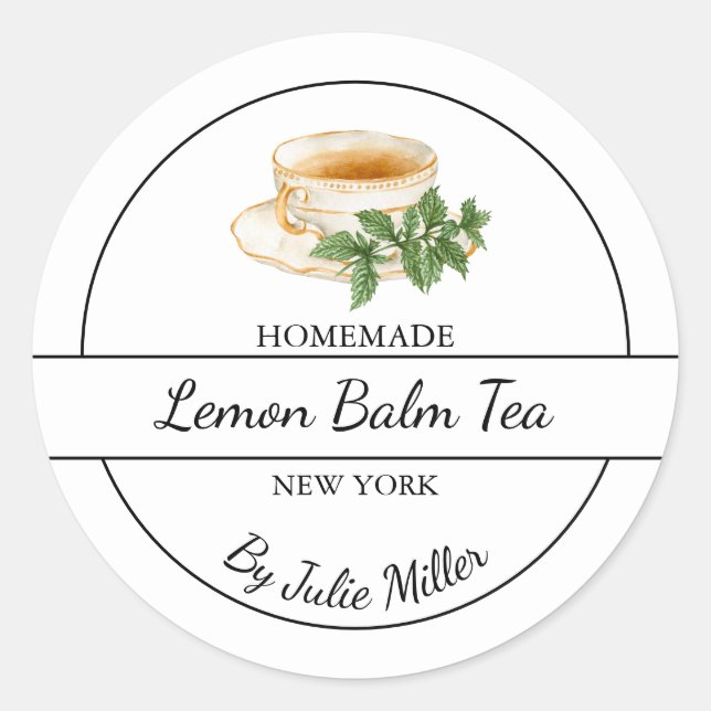 Adesivo Simple Homemade Lemon Balm Tea Label (Frente)
