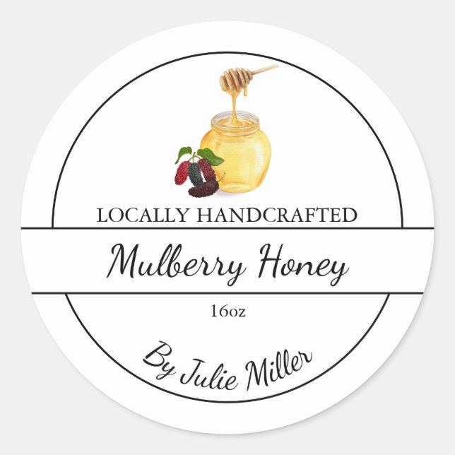 Adesivo Simple Homemade Mulberry infused Honey Label (Frente)
