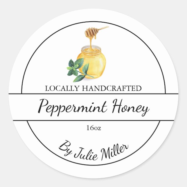 Adesivo Simple Homemade Peppermint infused Honey Label (Frente)