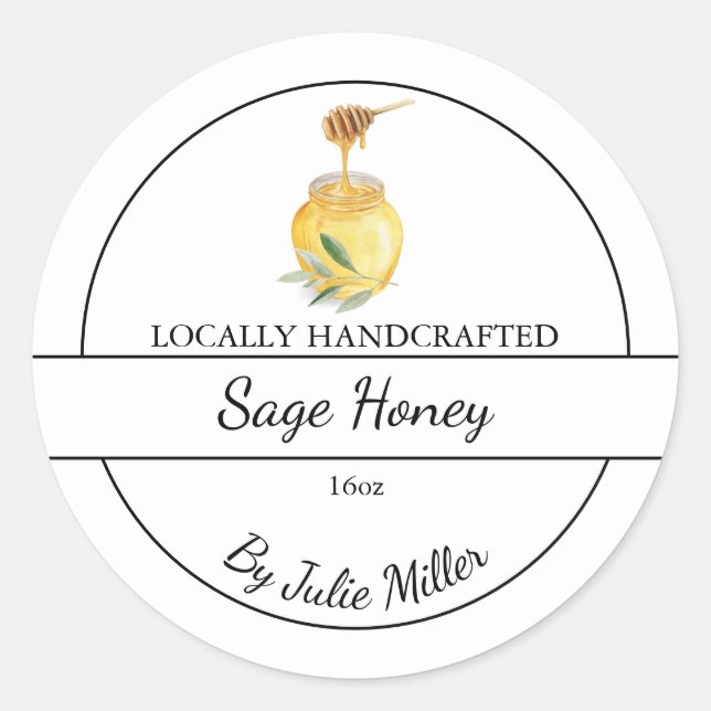 Adesivo Simple Homemade Sage infused Honey Label (Frente)