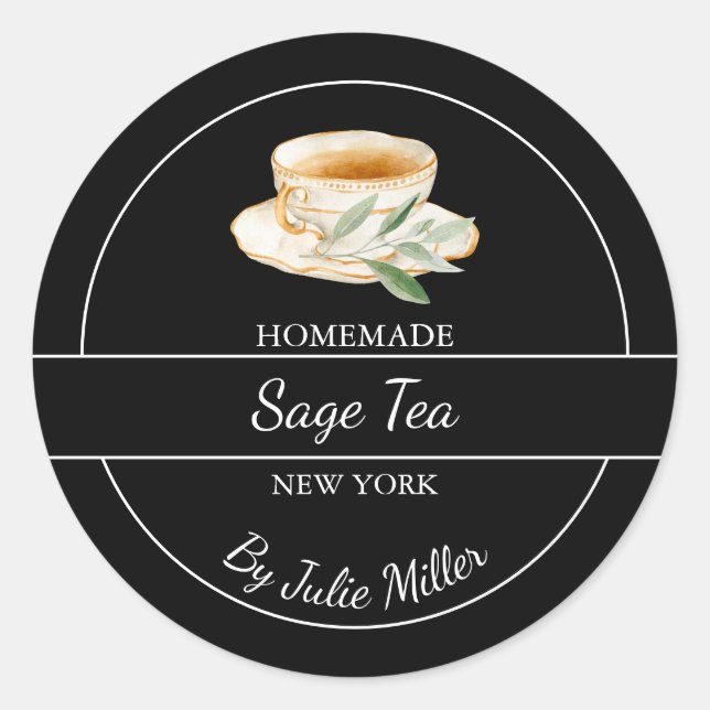 Adesivo Simple Homemade Sage Tea Label (Frente)