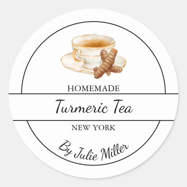 Adesivo Simple Homemade Turmeric Tea Label (Frente)