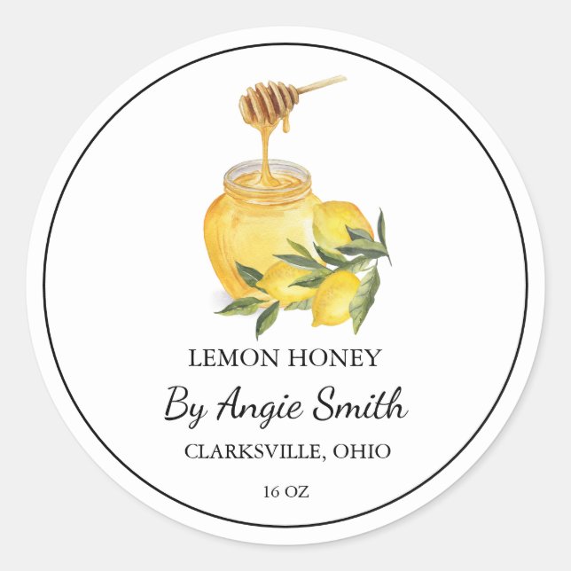 Adesivo Simple Lemon Infused Honey Label (Frente)