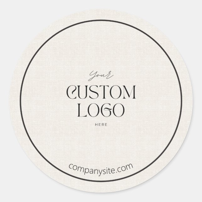 Adesivo Simple Linen Business Logo Branded Packaging (Frente)