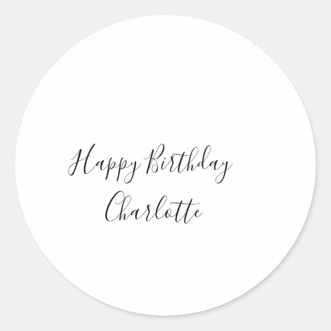Adesivo SIMPLE MINIMAL.CUTE ADICIONE NOME BEBÊ feliz anive (Frente)