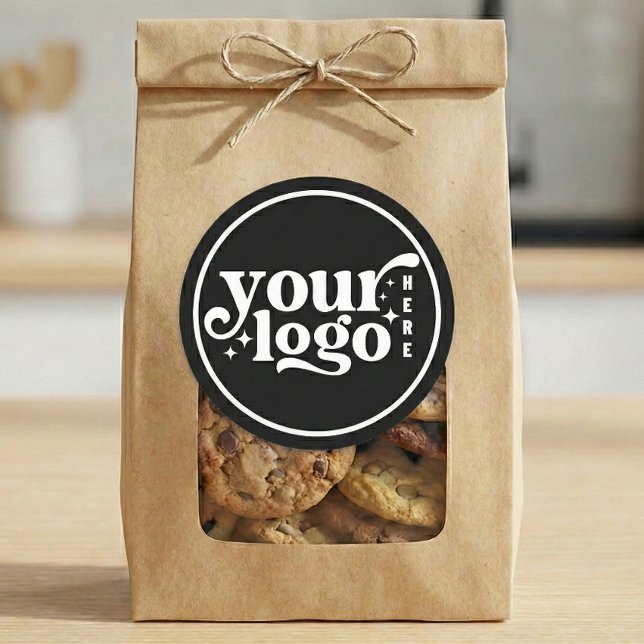 Adesivo Simple Minimal Elegant Custom Logo Company Black (Simple Minimal Elegant Custom Logo Company Black Classic Round Sticker)