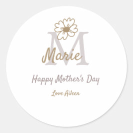 Adesivo simple minimal mother's day monogram golden gray f