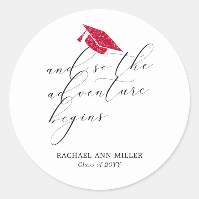 Adesivo Simple Minimalist Script Adventure Begins Red Hat  (Frente)