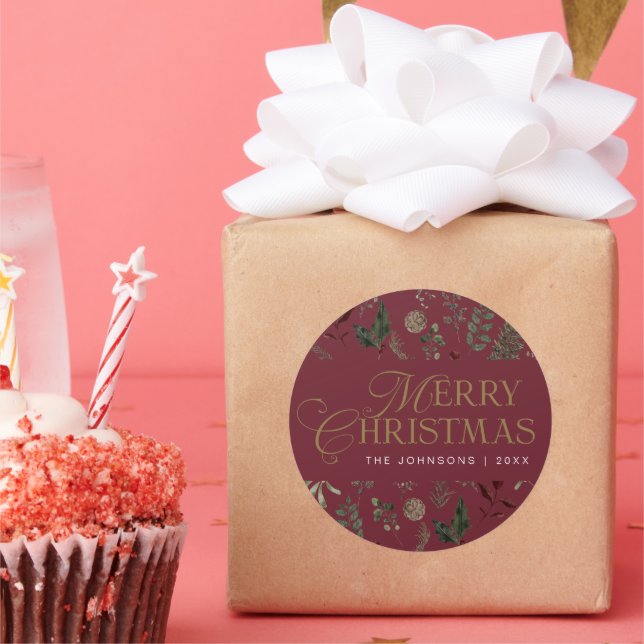 Adesivo Simple Modern Elegant Botanical Christmas Holiday (Festa)