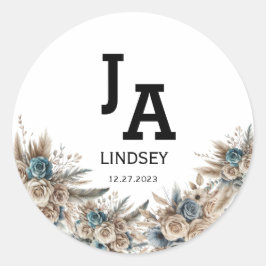 Adesivo Simple Modern Minimalist Wedding Classic Round