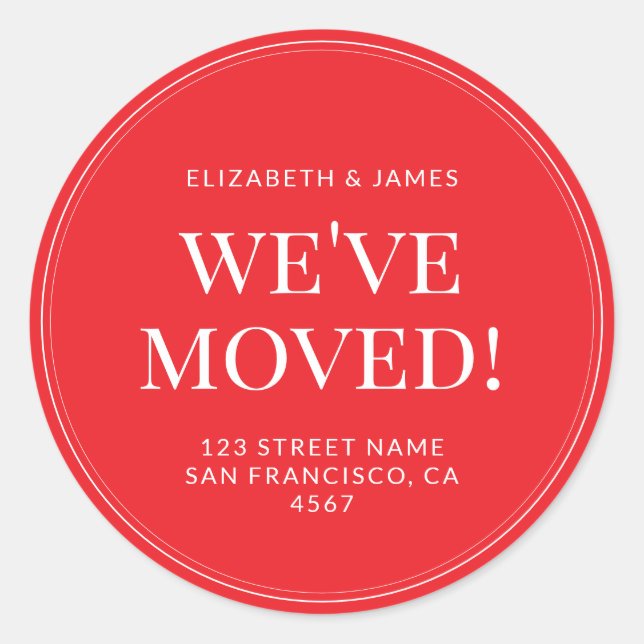 Adesivo Simple Modern Typography We've Moved (Frente)