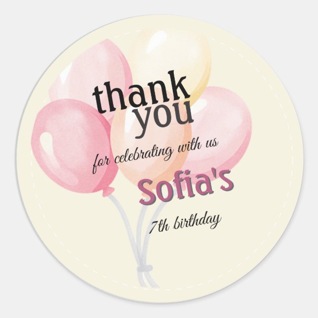 Adesivo Simple personalized birthday sticker | Balloon (Frente)