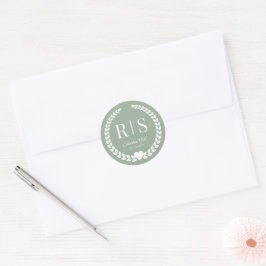 Adesivo Simple Sage Green Monogram Wedding