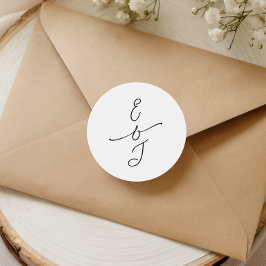 Adesivo Simple Whimsical Handwritten Monogram Wedding