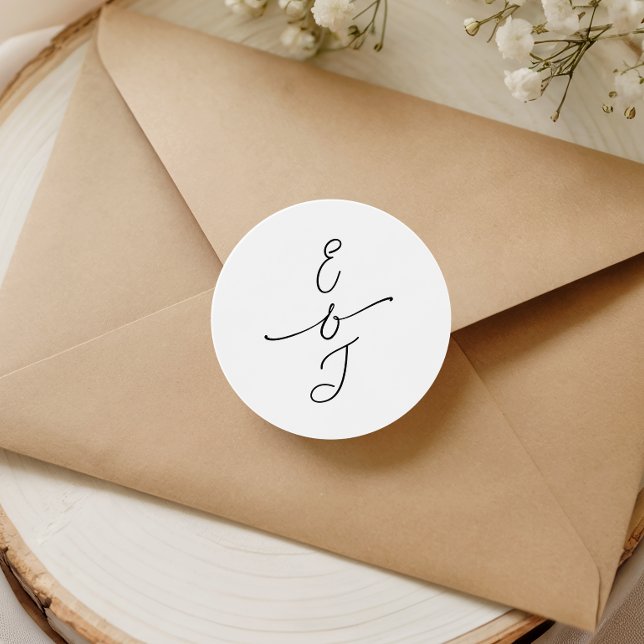 Adesivo Simple Whimsical Handwritten Monogram Wedding (Criador carregado)