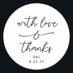 Adesivo Simple Whimsical Love and Thanks Handwritten<br><div class="desc">Simple Whimsical Love and Thanks Handwritten Classic Round Sticker</div>