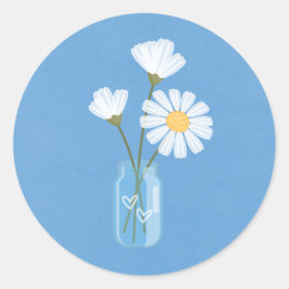 Adesivo Simple White Daisies Mason Jar Hearts Buquê
