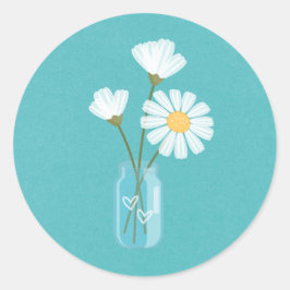 Adesivo Simple White Daisies Mason Jar Hearts Buquê