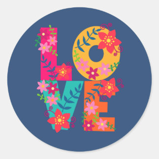 Adesivo Simplemente la palabra amor y flores. T-Shirt