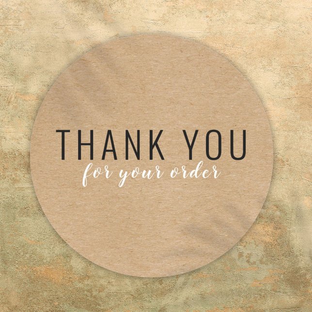 Adesivo Simples Agradecimento ao Cliente Rústico Moderno (Simple Modern Rustic Customer Thank You Classic Round Sticker)