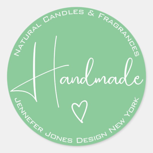 Adesivo Simples Caligrafia Pastel Teal Labels Feitos à Mão (Frente)