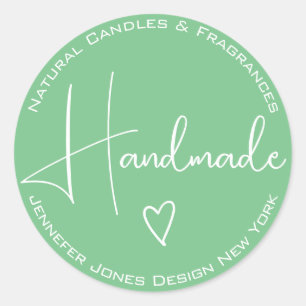 Adesivo Simples Caligrafia Pastel Teal Labels Feitos à Mão
