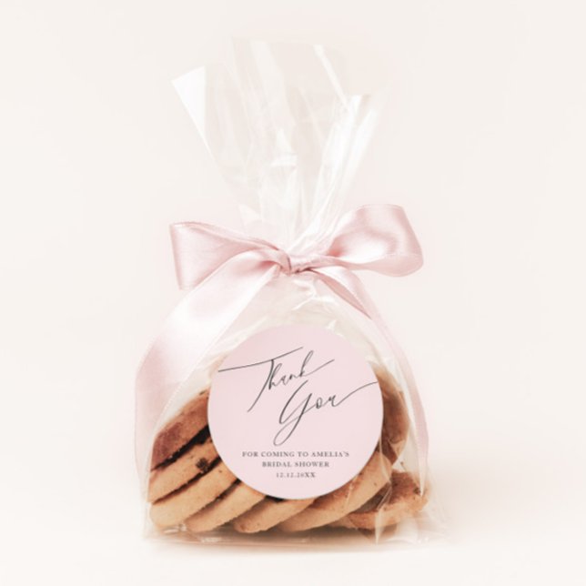 Adesivo Simples Caligrafia Rosa Obrigado Chá de panela (Criador carregado)