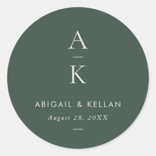 Adesivo Simples Casamento de Combinação de Monograma Verde