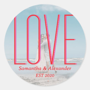 Adesivo Simples Casamento Personalizado Foto Moderna de Ca